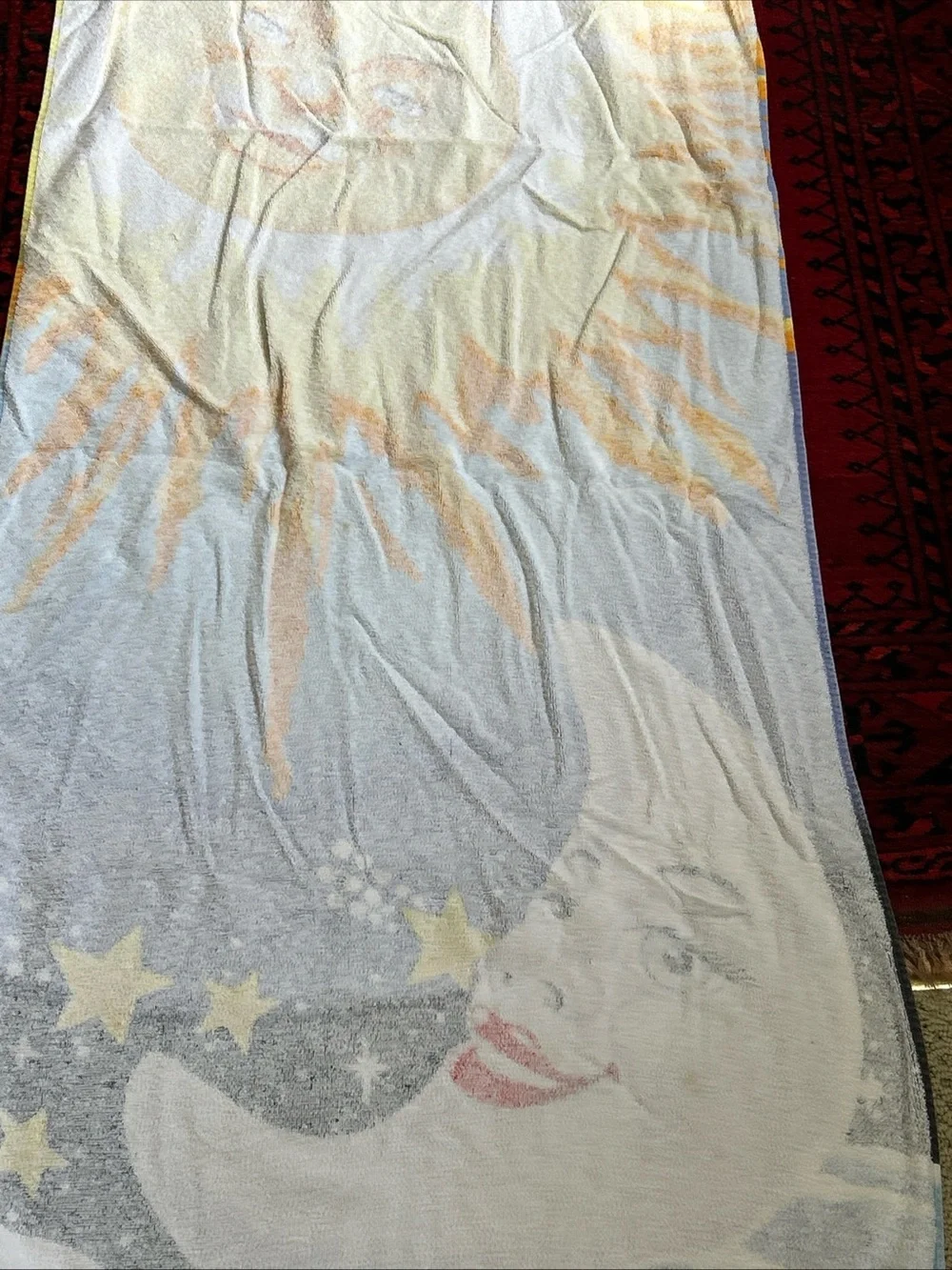 Vintage Hilasel Celestial Moon And Sun Beach Towel Incredible Shape! Excellent!